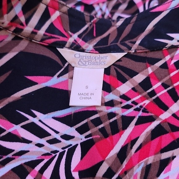 Christopher & Banks | Tropical Palm Leaf Zip Up Blazer Jacket | Size Small - Picture 6 of 6